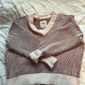 Aerie Striped Sweater - Red and Cream